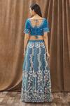 Shop_Gaurav Katta_Blue Moda Silk And Organza Sequin, Beads, Thread & Cutdana Embroidered Lehenga Set _at_Aza_Fashions