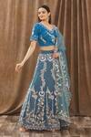 Gaurav Katta_Blue Moda Silk And Organza Sequin, Beads, Thread & Cutdana Embroidered Lehenga Set _Online_at_Aza_Fashions