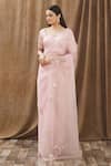 Buy Gaurav Katta Pink Organza, Moda Silk Floral, Pearl, Thread, Embroidered Saree With Blouse at Aza Fashions Buy_Gaurav Katta_Pink Organza, Moda Silk Floral, Pearl, Thread, Embroidered Saree With Blouse _at_Aza_Fashions