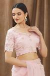 Shop Gaurav Katta Pink Organza, Moda Silk Floral, Pearl, Thread, Embroidered Saree With Blouse Online at Aza Fashions Shop_Gaurav Katta_Pink Organza, Moda Silk Floral, Pearl, Thread, Embroidered Saree With Blouse _Online_at_Aza_Fashions