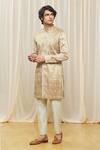 Buy_Gaurav Katta_Beige Cotton Silk Printed Floral Kurta _Online_at_Aza_Fashions