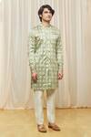 Gaurav Katta_Beige Cotton Silk Printed Floral Kurta _Online_at_Aza_Fashions