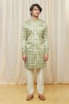 Shop_Gaurav Katta_Beige Cotton Silk Printed Floral Kurta _Online_at_Aza_Fashions