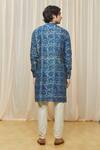 Shop_Gaurav Katta_Blue Chanderi Printed Floral Kurta _at_Aza_Fashions