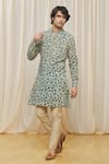 Buy_Gaurav Katta_Blue Cotton Printed Floral Kurta _at_Aza_Fashions