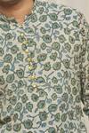 Gaurav Katta_Blue Cotton Printed Floral Kurta _at_Aza_Fashions