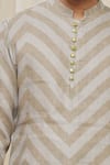 Gaurav Katta_Beige Linen Printed Chevron Kurta _at_Aza_Fashions