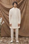 Kora By Nilesh Mitesh_White Jodhpuri Nysha Silk Embroidered Thread Floral Jacket Kurta Set _Online_at_Aza_Fashions