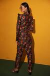 Shop_Miku Kumar_Purple Chanderi Silk Floral Print Collared Neck Elena Jacket And Pant Set_at_Aza_Fashions