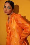 Buy_Miku Kumar_Orange Chanderi Silk Geometric Collared Firenze Jacket And Pant Set _Online_at_Aza_Fashions