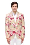 A!A By Abrar Ali_Beige Cotton Printed Floral Jacket  _Online_at_Aza_Fashions