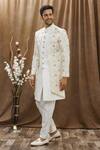 Buy_Arihant Rai Sinha_White Heavy Imported Silk Floral Embroidered Kurta Set_Online_at_Aza_Fashions