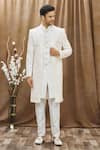 Buy_Arihant Rai Sinha_White Heavy Imported Silk Embroidered Achkan And Kurta Set_at_Aza_Fashions