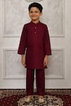 Arihant Rai Sinha_Purple Silk Stripe Pattern Bundi And Kurta Set _Online_at_Aza_Fashions