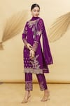 Buy_Samyukta Singhania_Purple Kurta And Dupatta Georgette Bottom & Lining Shantoon Embroidered Set _at_Aza_Fashions