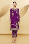 Samyukta Singhania_Purple Kurta And Dupatta Georgette Bottom & Lining Shantoon Embroidered Set _Online_at_Aza_Fashions