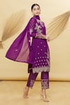 Buy_Samyukta Singhania_Purple Kurta And Dupatta Georgette Bottom & Lining Shantoon Embroidered Set _Online_at_Aza_Fashions