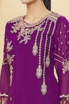 Shop_Samyukta Singhania_Purple Kurta And Dupatta Georgette Bottom & Lining Shantoon Embroidered Set _Online_at_Aza_Fashions