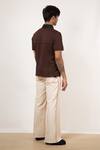 Shop_Leh Studios_Brown 100% Cotton Pique Knit Plain Hand Creased Polo T-shirt  _at_Aza_Fashions