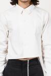 Leh Studios_White Cotton Poplin Plain Cropped Back Buttondown Shirt _at_Aza_Fashions