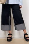 Buy_Leh Studios_Black Handloom Cotton Denim Plain Shell Contrast Stripe Jeans  _Online_at_Aza_Fashions