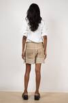 Shop_Leh Studios_Beige Canvas Linen Patch Work Peekaboo Skorts_at_Aza_Fashions