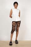 Buy_Leh Studios_Brown 100% Cotton Pique Knit Puzzle Cutout Skirt  _at_Aza_Fashions