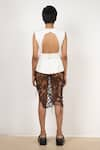 Shop_Leh Studios_Brown 100% Cotton Pique Knit Puzzle Cutout Skirt  _at_Aza_Fashions