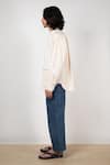 Buy_Leh Studios_Blue Handloom Cotton Denim Plain Cropped Jeans  _Online_at_Aza_Fashions