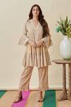 Buy_Cin Cin_Beige Arena Cotton A-line Kurta And Pant Set_at_Aza_Fashions