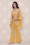 Buy_Inej_Yellow Rayon Flex Embroidered Floral Kimono Open And Pant Set  _Online_at_Aza_Fashions