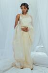 Latha Puttanna_White Dali Handwoven Cotton Blouse_Online_at_Aza_Fashions