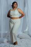Buy_Latha Puttanna_White Eksha Handwoven Cotton Blouse_at_Aza_Fashions