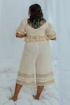 Shop_Latha Puttanna_White Hand Woven Cotton Floral Motifs Plunge V Neck Geeti Blouse _at_Aza_Fashions