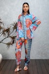 Buy_Rhe-Ana_Orange Cotton Printed Floral Straight Collar Shirt And Pant Set _at_Aza_Fashions