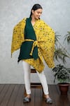 Buy_Rhe-Ana_Yellow Patola Print Flap Collar Yana Wrap Cape _at_Aza_Fashions