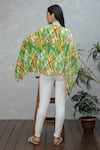 Shop_Rhe-Ana_Green Flap Collar Mari Printed Wrap Cape _at_Aza_Fashions