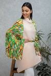 Rhe-Ana_Green Flap Collar Mari Printed Wrap Cape _Online_at_Aza_Fashions