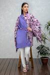 Buy_Rhe-Ana_Purple Floral Print Flap Collar Zara Wrap Cape _at_Aza_Fashions