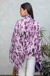 Shop_Rhe-Ana_Purple Floral Print Flap Collar Zara Wrap Cape _at_Aza_Fashions