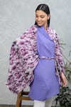 Rhe-Ana_Purple Floral Print Flap Collar Zara Wrap Cape _at_Aza_Fashions