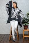 Shop_Rhe-Ana_Grey Pleated Printed Floral Round Amur Cape  _Online_at_Aza_Fashions