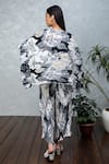 Shop_Rhe-Ana_Grey Pleated Printed Floral Boat Neck Gia Cape And Pant Set  _at_Aza_Fashions