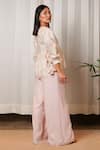 Shop_Shiori_Pink Slub Chanderi Plain Flared Pant _at_Aza_Fashions