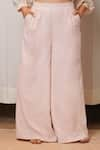 Buy_Shiori_Pink Slub Chanderi Plain Flared Pant _Online_at_Aza_Fashions