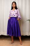 Buy_Shiori_Purple Cotton Silk Printed Bougainvillea V Neck Shirt _at_Aza_Fashions