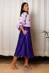 Shiori_Purple Chanderi Plain Flared Skirt _Online_at_Aza_Fashions