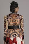 Shop_Alpona Designs By Soham Acharya_Brown Bamberg Satin Snake Open Print Jacket _at_Aza_Fashions