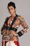 Alpona Designs By Soham Acharya_Brown Bamberg Satin Snake Open Print Jacket _Online_at_Aza_Fashions