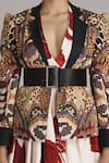 Buy_Alpona Designs By Soham Acharya_Brown Bamberg Satin Snake Open Print Jacket _Online_at_Aza_Fashions